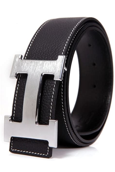 hermes black belt with white stitching